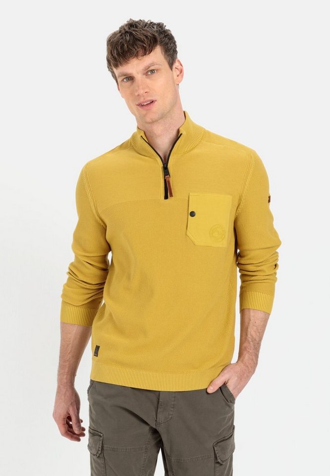 camel active Strickpullover aus zertifiziertem Organic Cotton Markenlogo günstig online kaufen