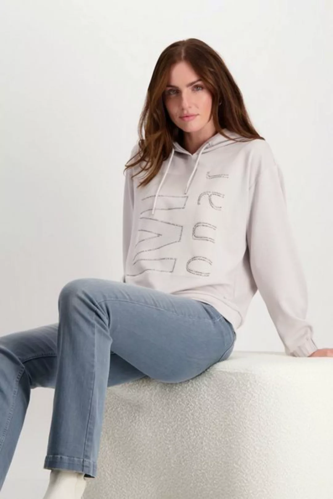 Monari Kapuzensweatshirt "Sweatshirt Satindruck + Schmuck" günstig online kaufen