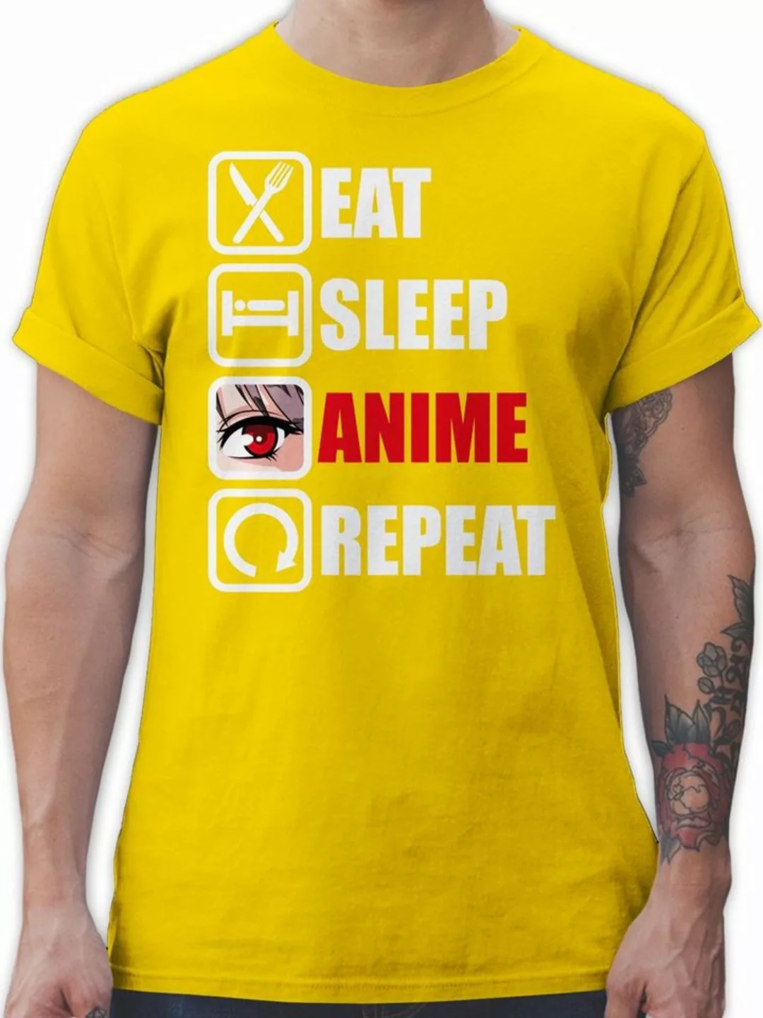 Shirtracer T-Shirt Eat sleep Anime repeat - Manga Japan Anime Geschenke günstig online kaufen