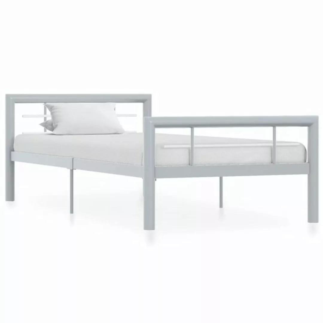furnicato Bett Bettgestell Grau und Weiß Metall 100 × 200 cm günstig online kaufen