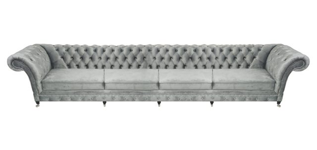 JVmoebel Chesterfield-Sofa Viersitzer Sofa Couch Designer Grau Polstermöbel günstig online kaufen