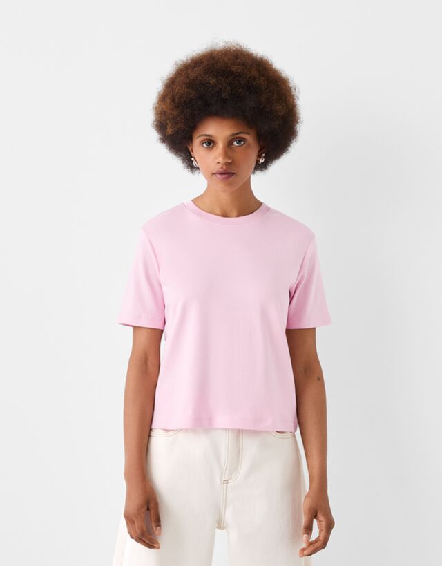 Bershka T-Shirt Im Regular Fit Bskteen M Rosa günstig online kaufen
