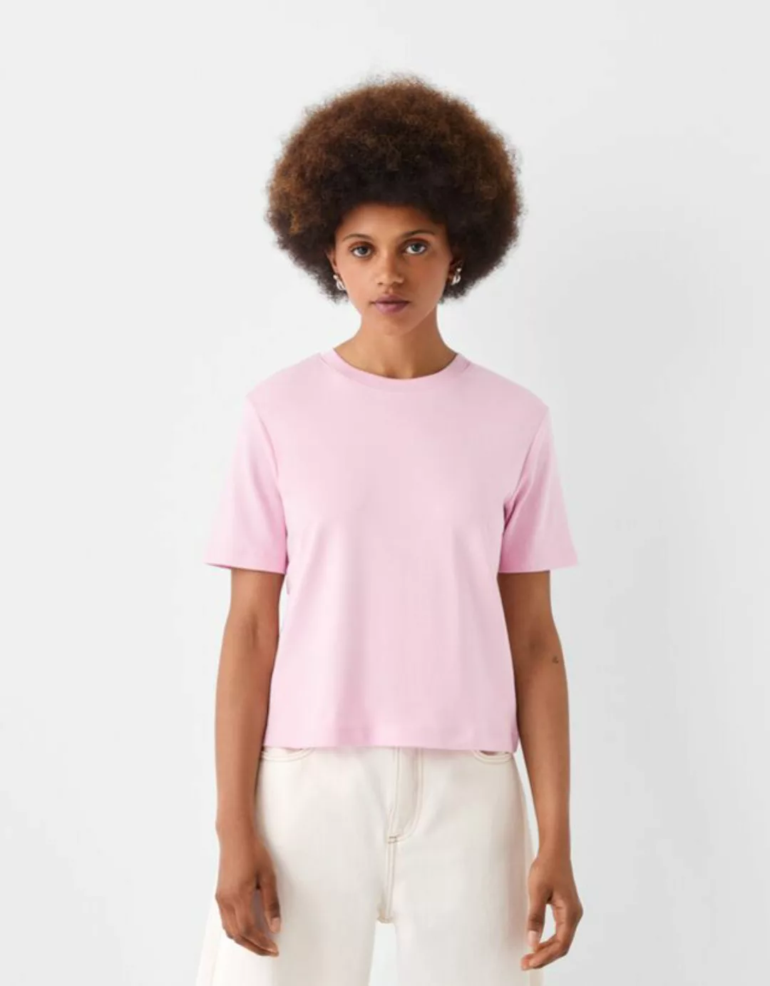 Bershka T-Shirt Im Regular Fit Bskteen L Rosa günstig online kaufen