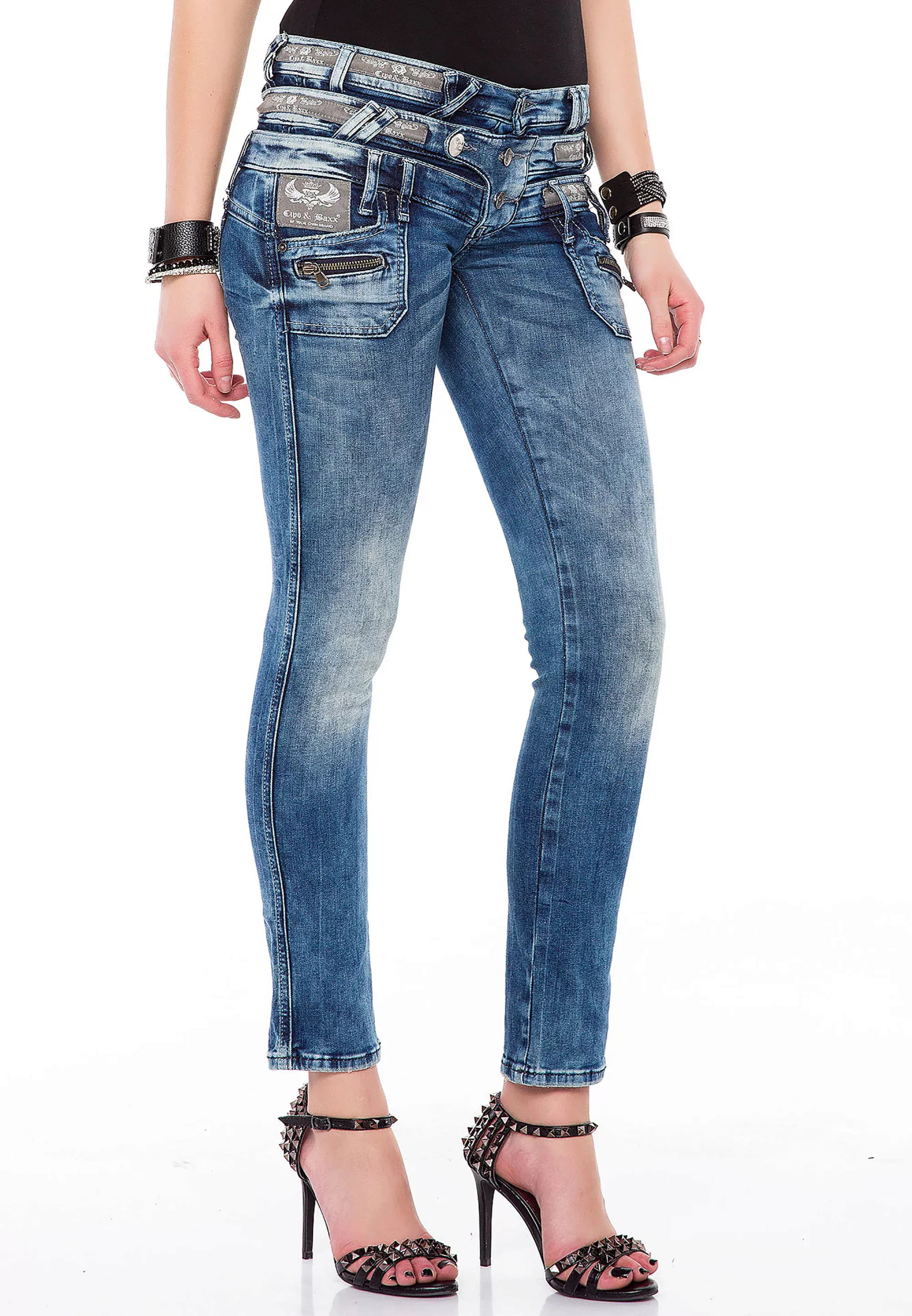 Cipo & Baxx Slim-fit-Jeans, mit Dreifach-Bund günstig online kaufen
