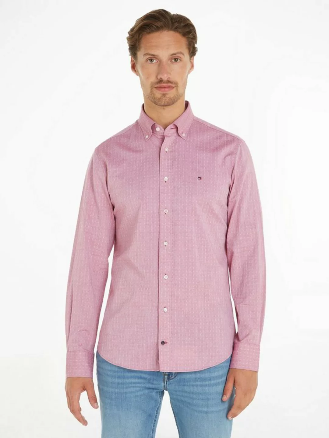 Tommy Hilfiger Langarmhemd CL W-OXFORD DOBBY RF SHIRT mit dezenter Labelfla günstig online kaufen