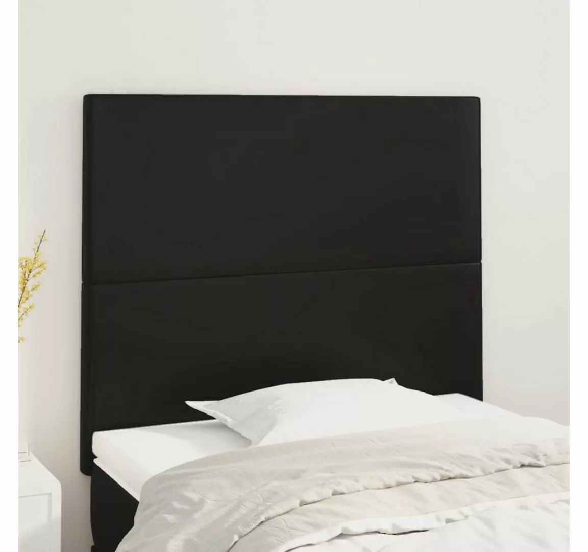 vidaXL Bett, Kopfteile 2 Stk. Schwarz 80x5x78/88 cm Kunstleder günstig online kaufen