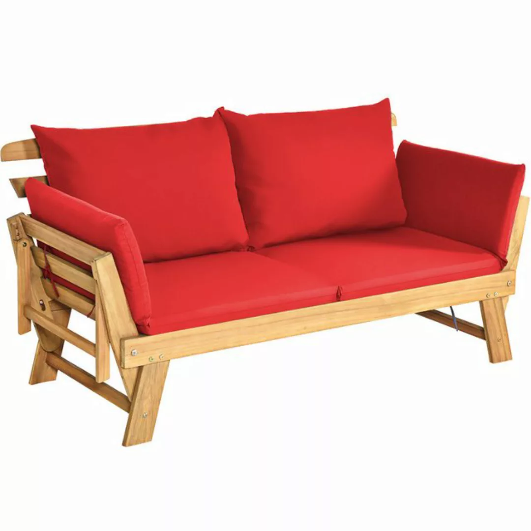 COSTWAY Loungesofa, Gartenbank mit klappbaren Seitenlehnen & Auflage günstig online kaufen