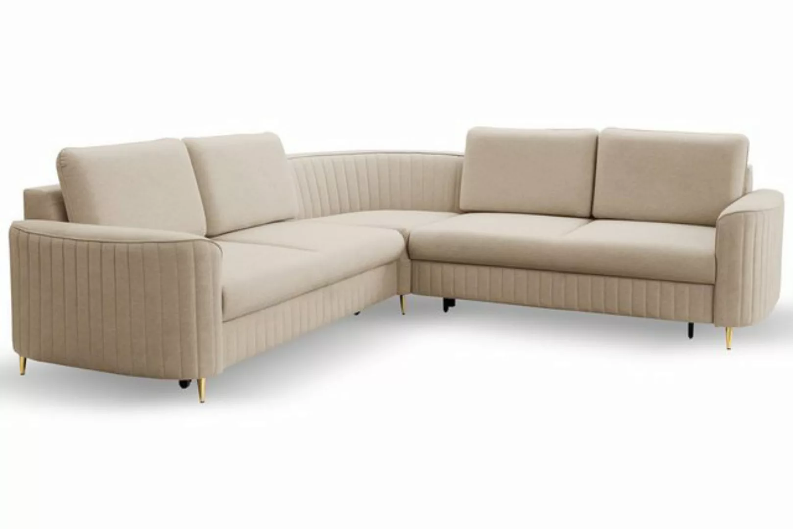 Compleo Ecksofa L-form mit Schlaffunktion, Glamour Wohnzimmer GLAMS günstig online kaufen