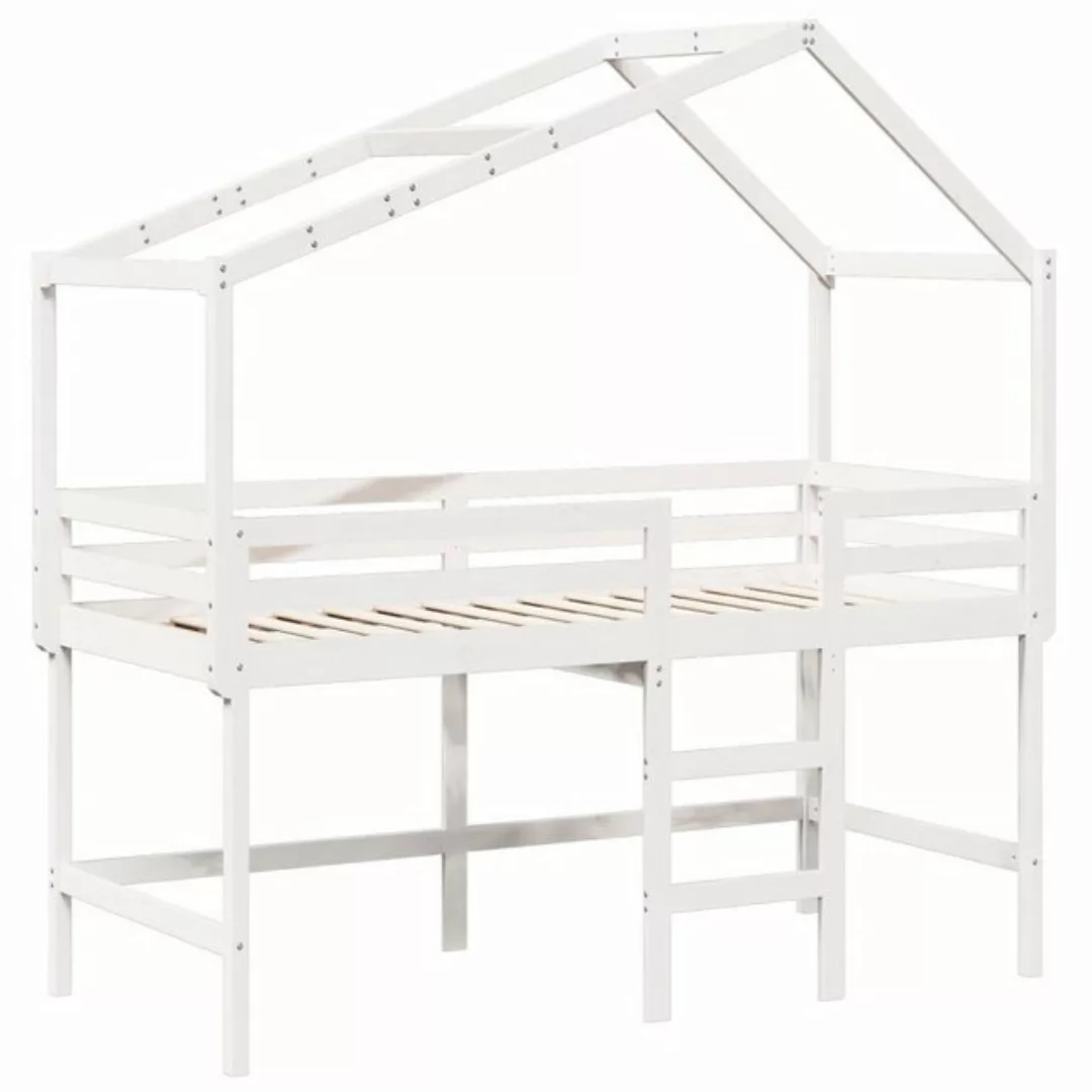 vidaXL Bett Hochbett mit Leiter und Dach Weiß 80x200 cm Massivholz Kiefer günstig online kaufen