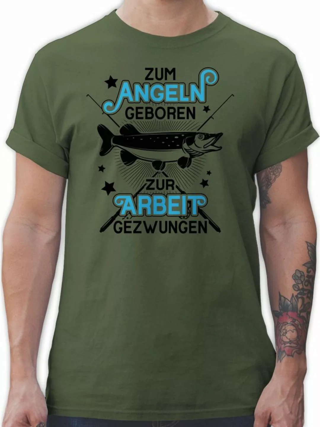 Shirtracer T-Shirt Zum Angeln geboren - Zur Arbeit gezwungen - schwarz Angl günstig online kaufen