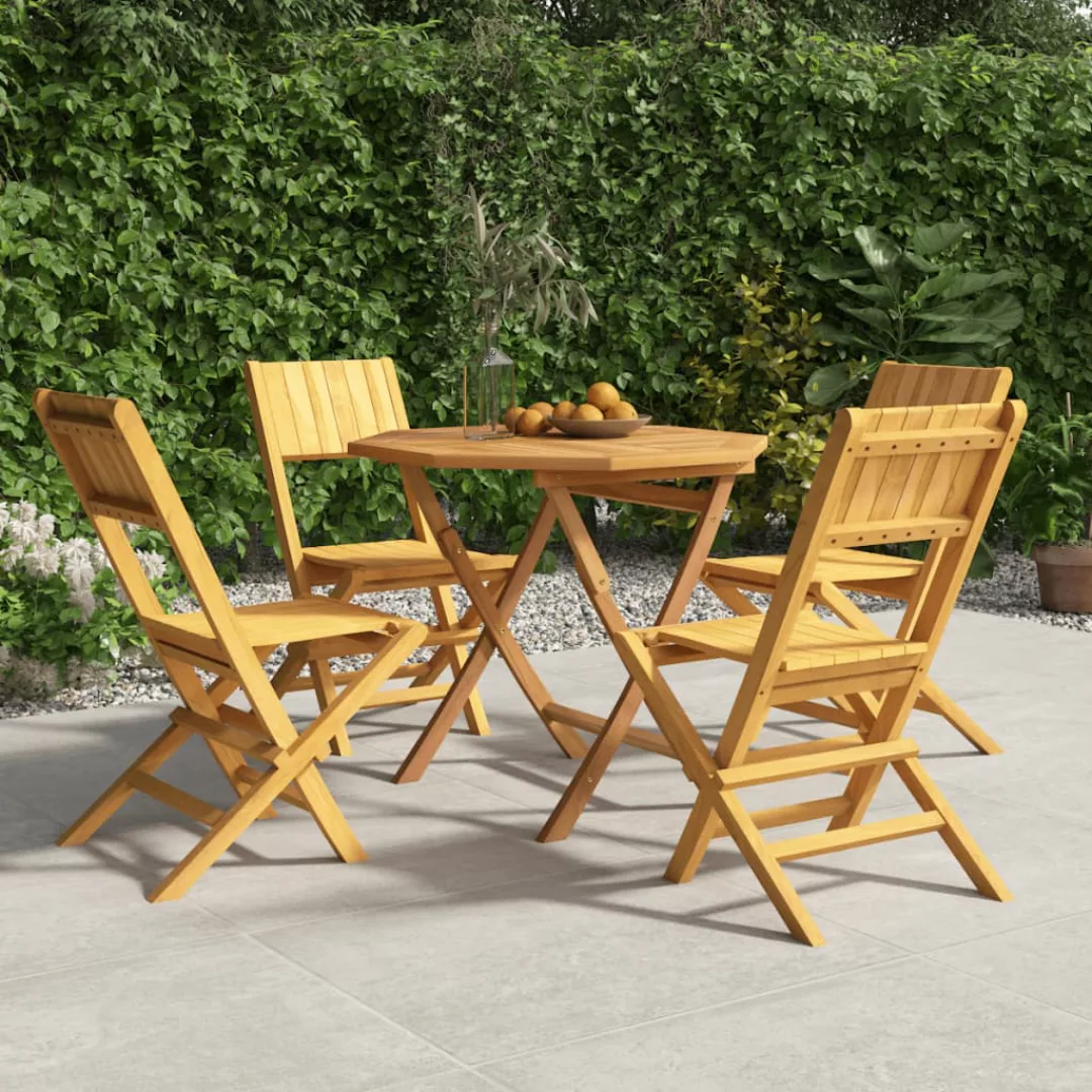 Vidaxl 5-tlg. Garten-essgruppe Massivholz Teak günstig online kaufen