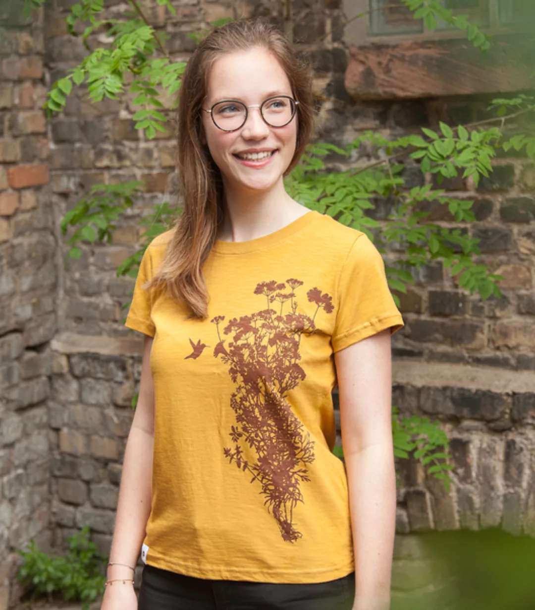 Pflanzen&Kolibri - Fair Gehandeltes Damen T-shirt - Baumwolle Bio Slub günstig online kaufen