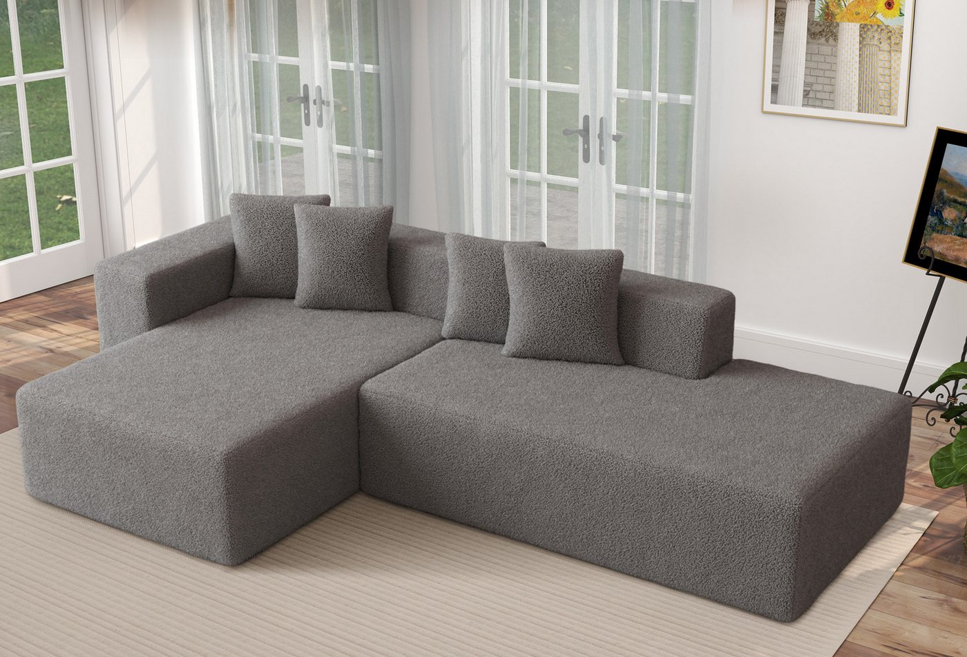 Fanttik Ecksofa Schaumstoff Sofa L-Form 268cm, mit Hochdichtem Schaumstoff günstig online kaufen