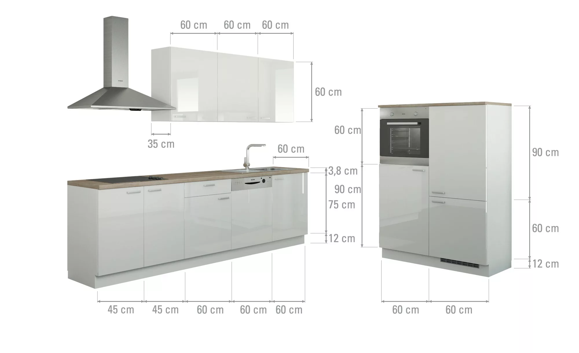 Küchenzeile ohne Elektrogeräten  Chemnitz ¦ weiß Küchen-online > Küchenblöc günstig online kaufen