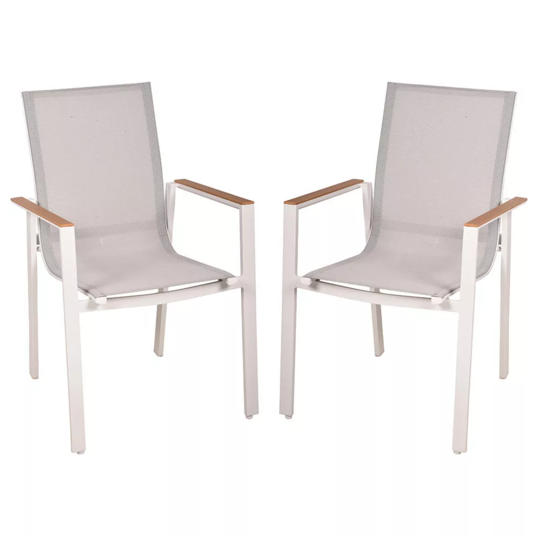 Gartenstuhl 2er Set stapelbar weiß, MAINAU-120 günstig online kaufen