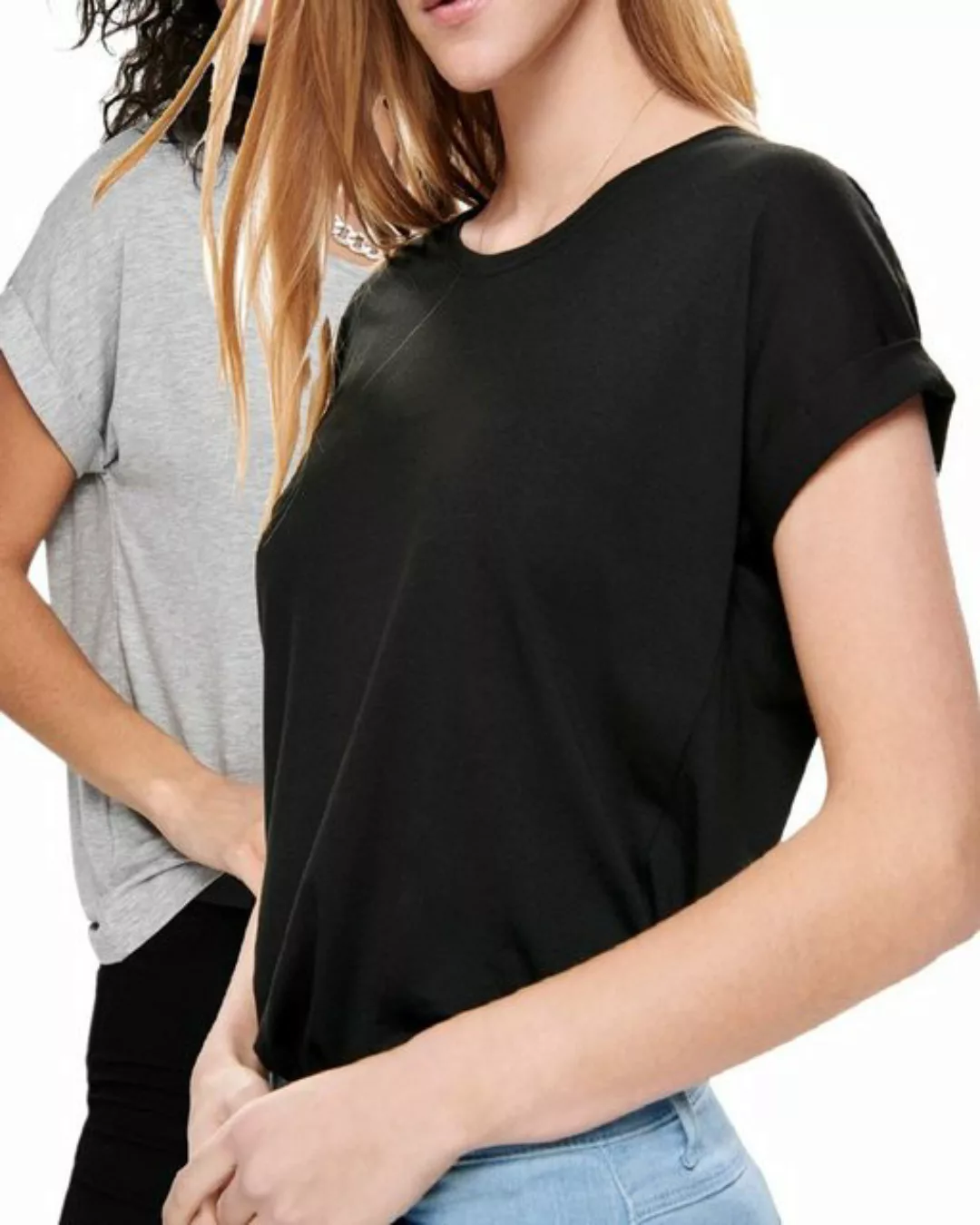 ONLY T-Shirt Stilvolles Basic Shirt mit Rundhalsausschnitt (2er-Pack) unifa günstig online kaufen