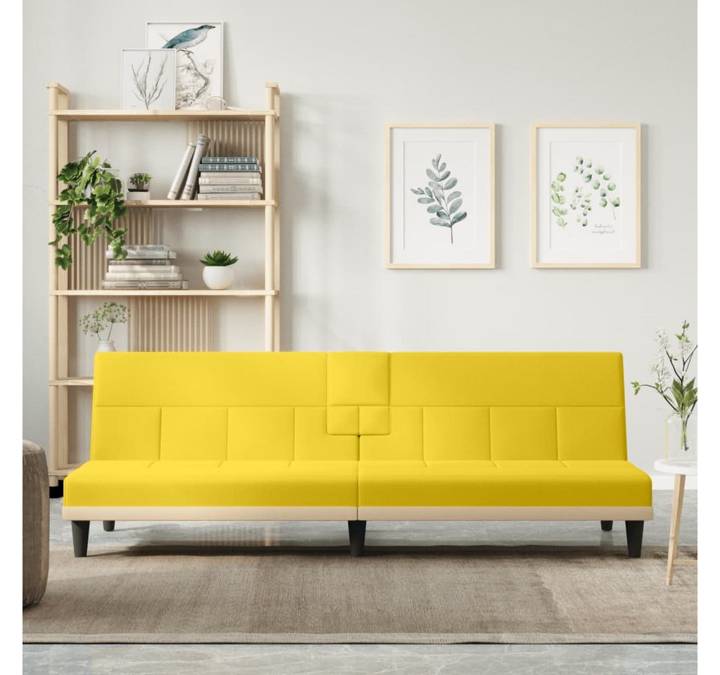 vidaXL Sofa Schlafsofa mit Getränkehaltern Hellgelb Stoff Schlafcouch Couch günstig online kaufen