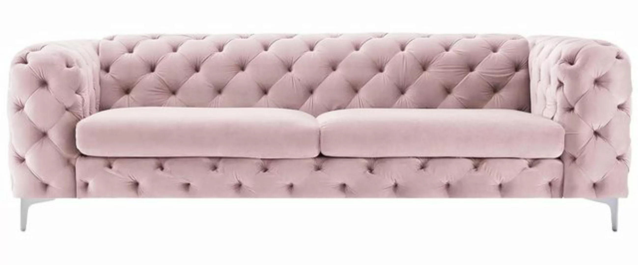 Xlmoebel Sofa Neu Chesterfield Sofa in Rosa mit drei Sitzplätzen, Textilbez günstig online kaufen