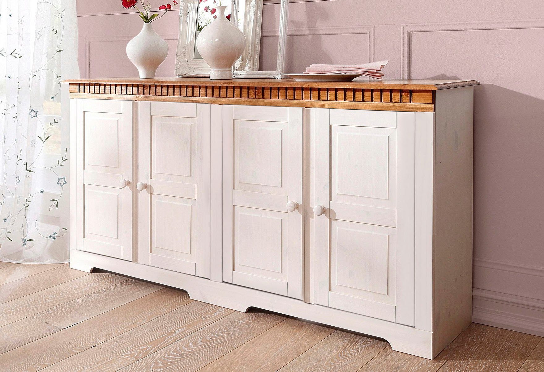 Home affaire Sideboard "Lisa", Kommode aus massivem Kiefernholz, Breite 158 günstig online kaufen