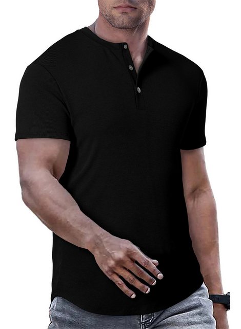 JMIERR T-Shirt T-Shirts für Herren Henley Shirt Kurzarm Muscle Slim Fit Bas günstig online kaufen