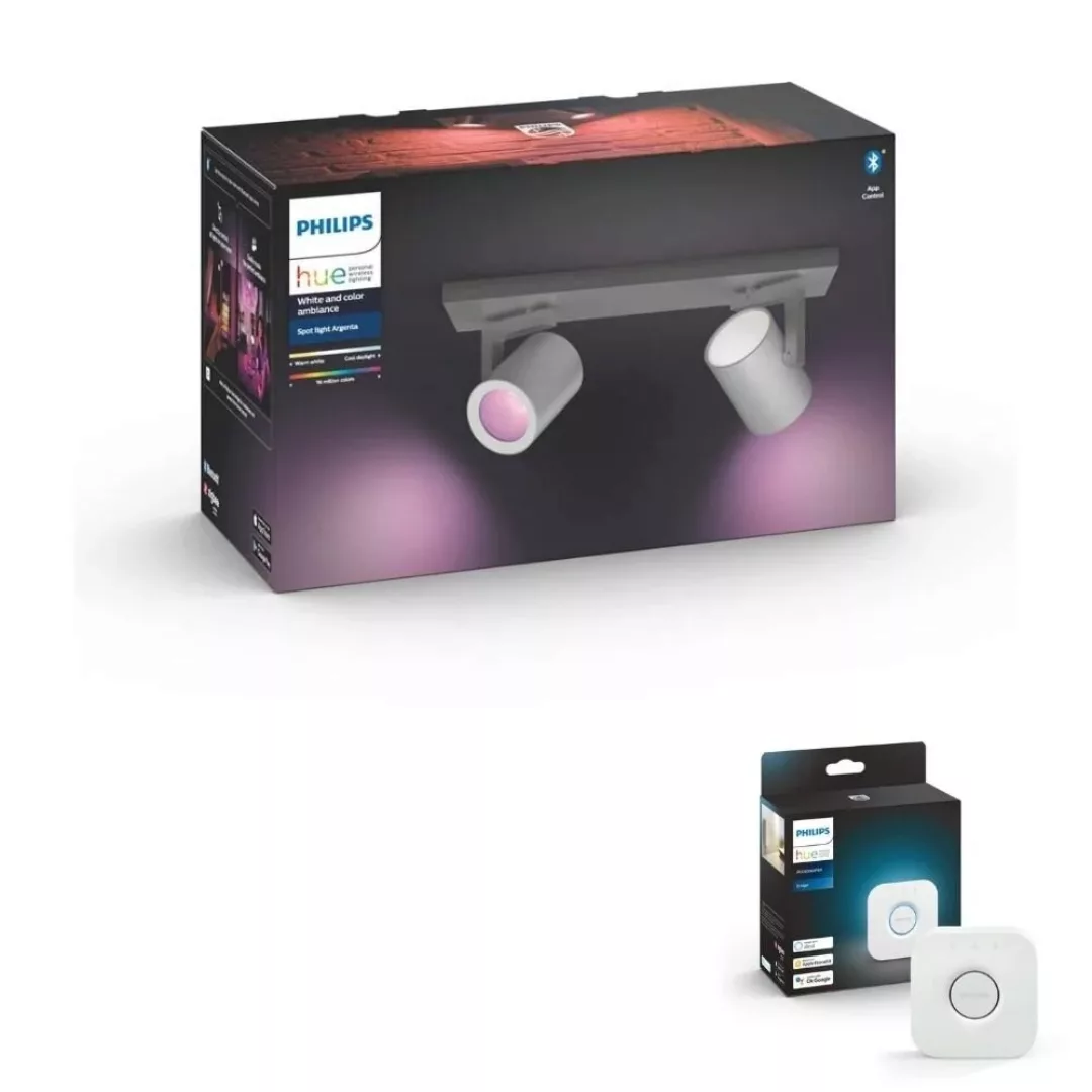 Philips Hue Bluetooth White & Color Ambiance Argenta - Spot Aluminium 2-fla günstig online kaufen