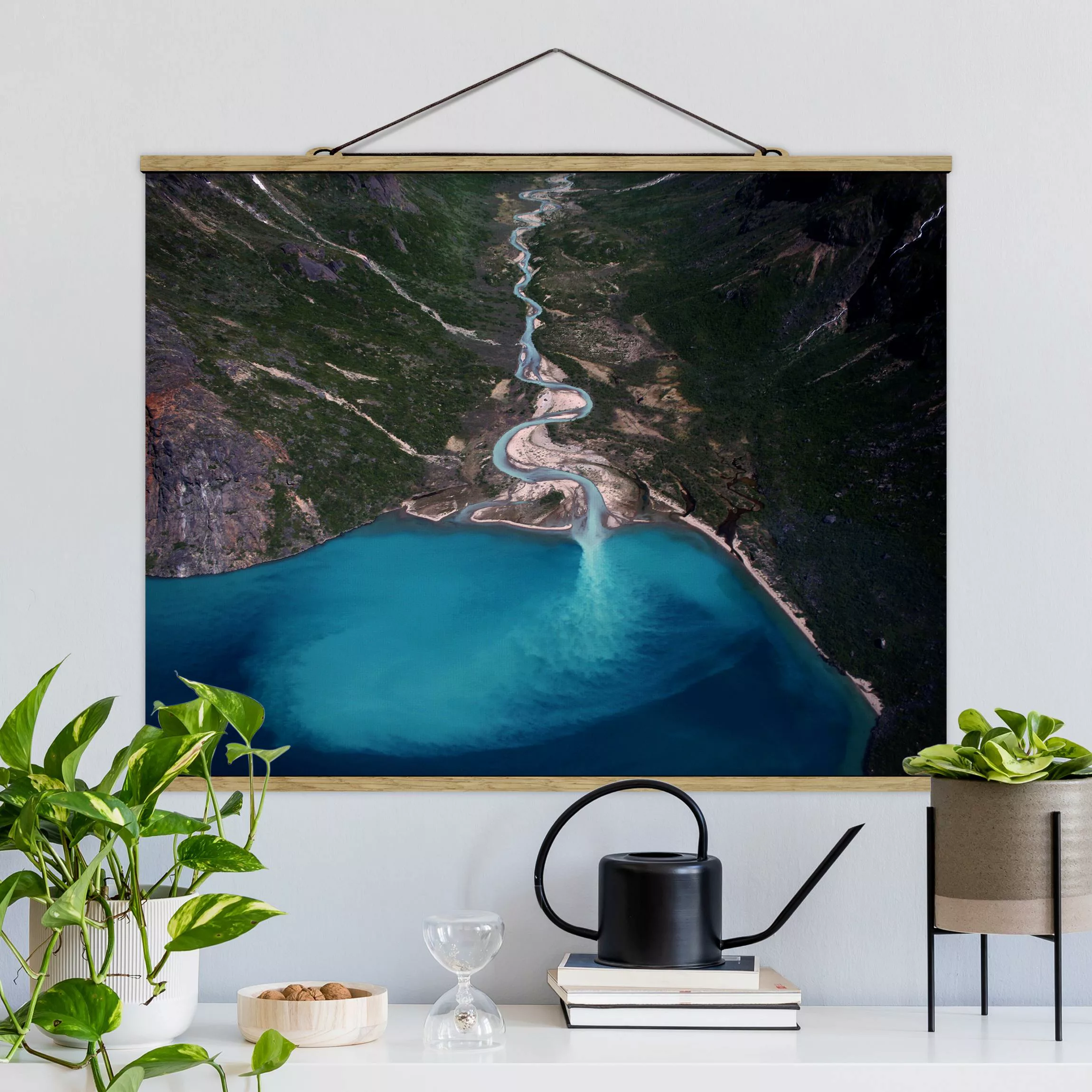 Stoffbild Landschaft mit Posterleisten - Querformat Fluss in Grönland günstig online kaufen