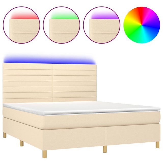 vidaXL Boxspringbett Bett Boxspringbett mit Matratze & Topper & LED (160 x günstig online kaufen