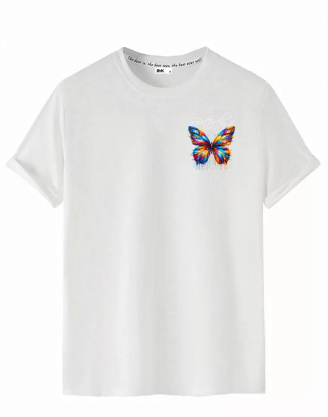 RMK T-Shirt Herren Shirt Basic Rundhals mit Butterfly Regenbogen Schmetterl günstig online kaufen