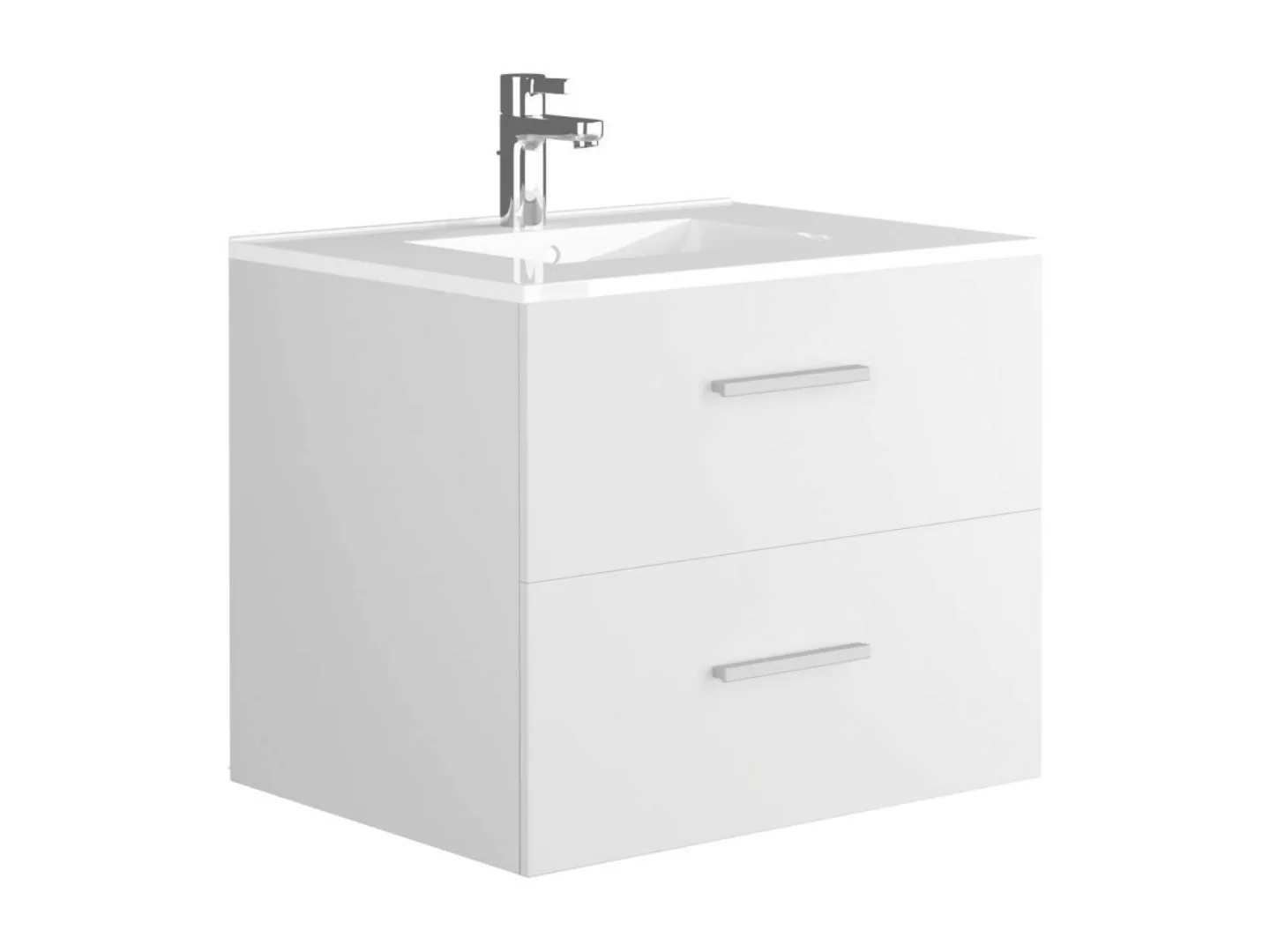 Waschbeckenunterschrank hängend mit Einzelwaschbecken - Weiß - 60 cm - KAYL günstig online kaufen