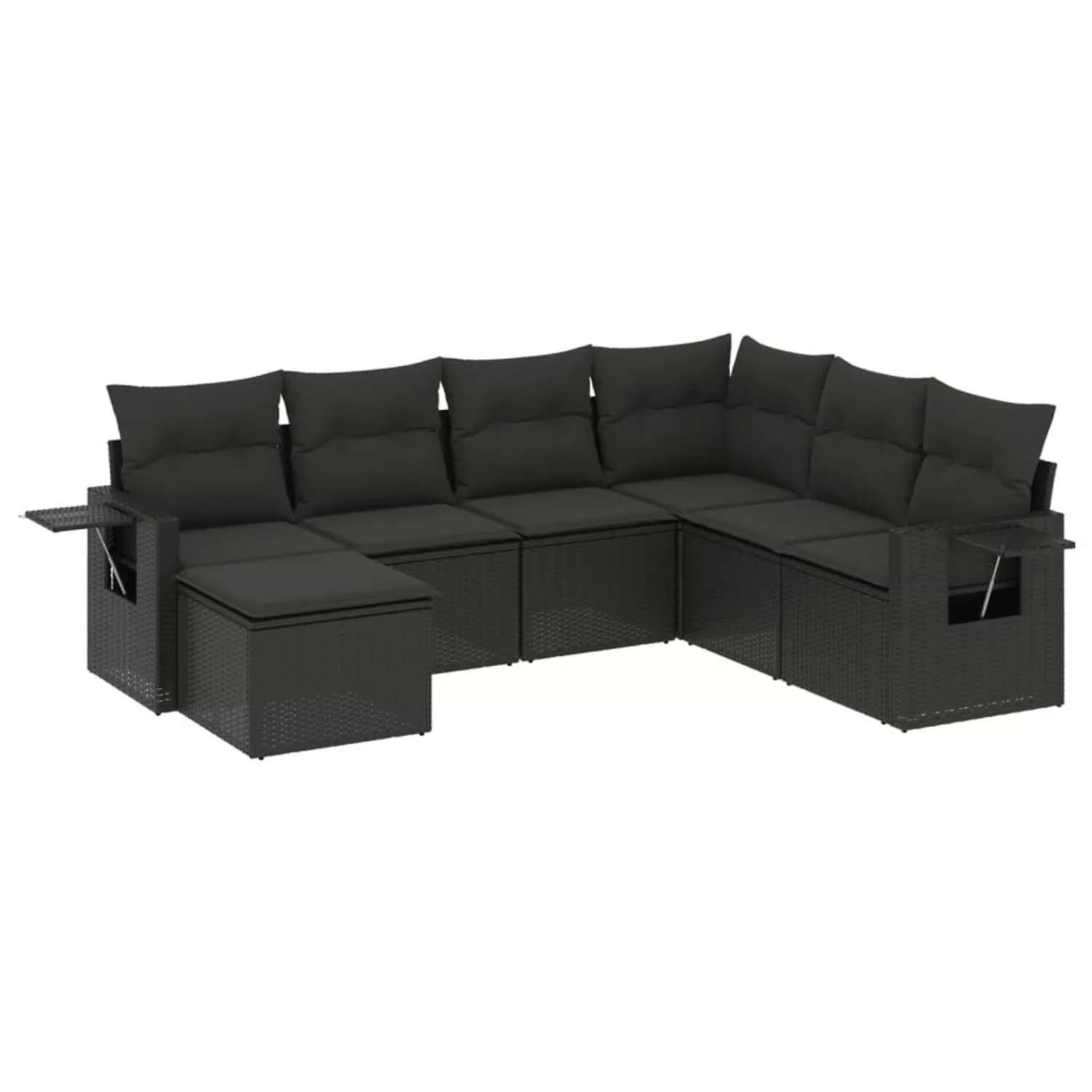 vidaXL 7-tlg Garten-Sofagarnitur mit Kissen Schwarz Poly Rattan Modell 141 günstig online kaufen