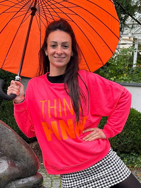 Miss Goodlife Rundhalspullover Roundneck Think Pink in Neon Pink günstig online kaufen