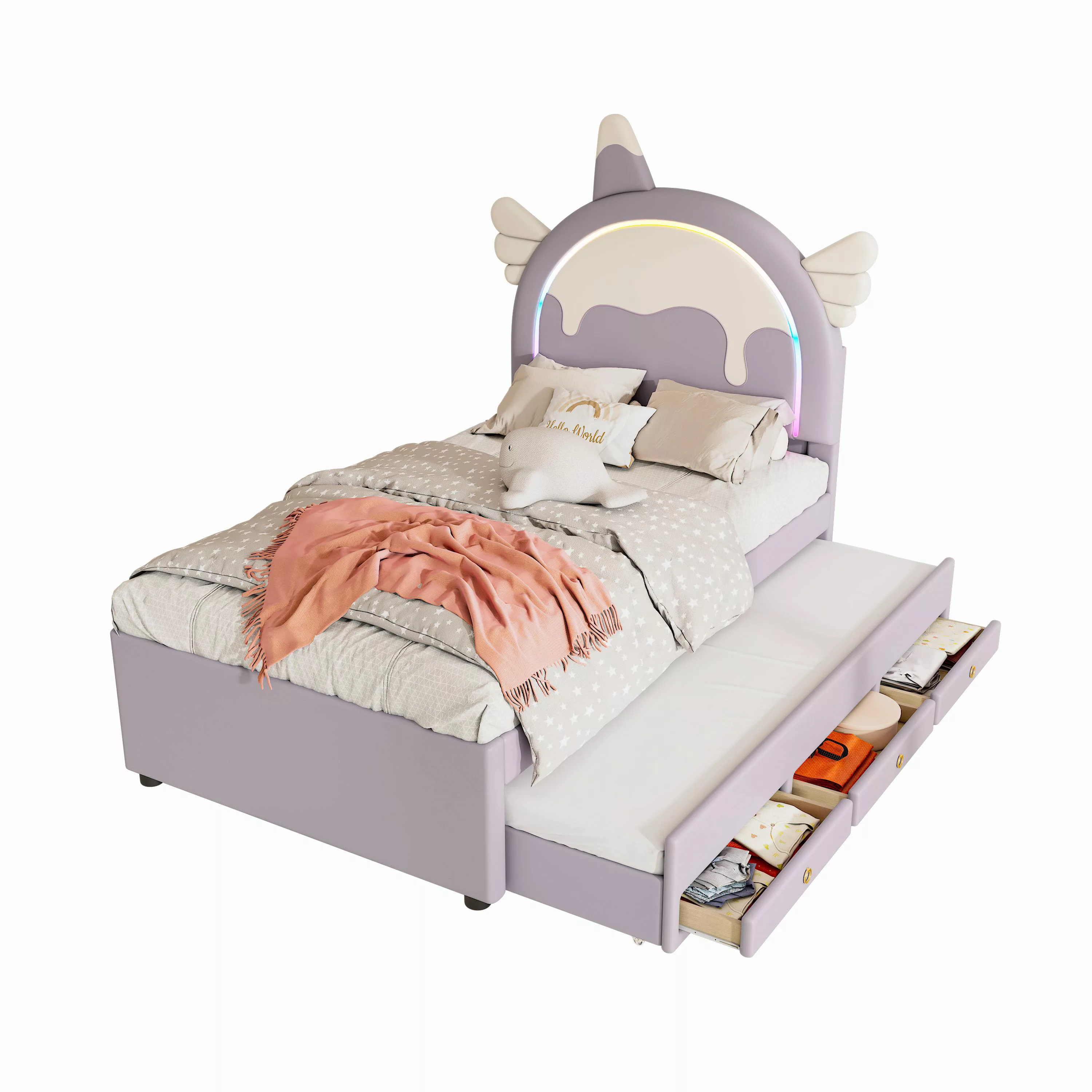 REDOM Kinderbett ausgestattet mit ausziehbares rollbett, günstig online kaufen