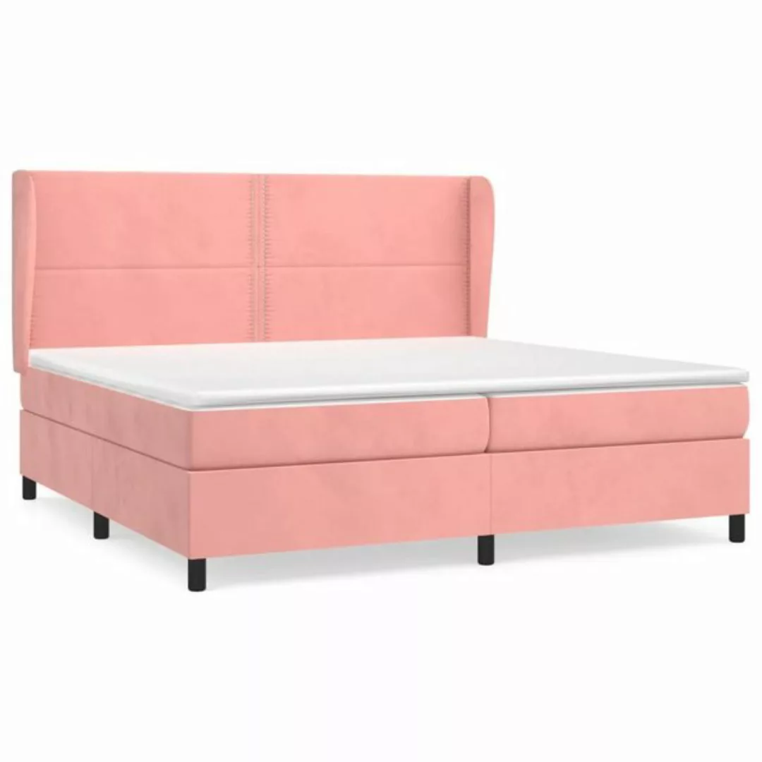 vidaXL Bettgestell Boxspringbett mit Matratze Rosa 200x200 cm Samt Bett Bet günstig online kaufen