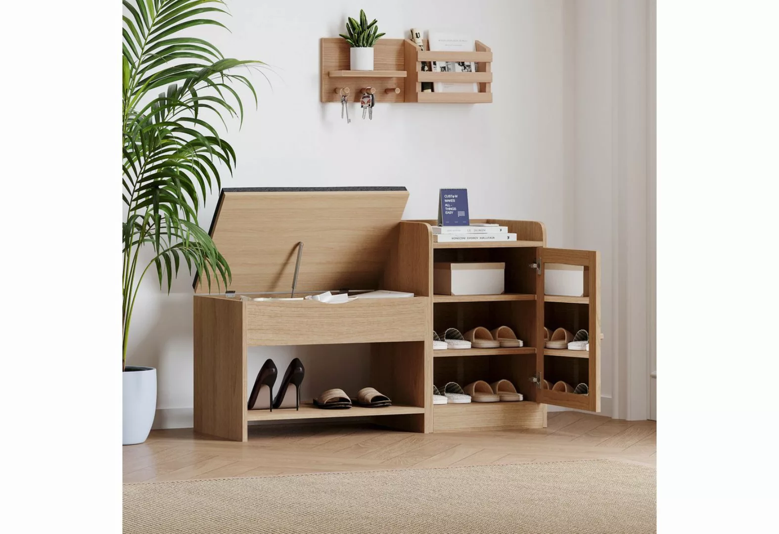 IDEASY Schuhschrank Schuhwechselhocker, 100*62,5*38 CM, (gewebte Schranktür günstig online kaufen