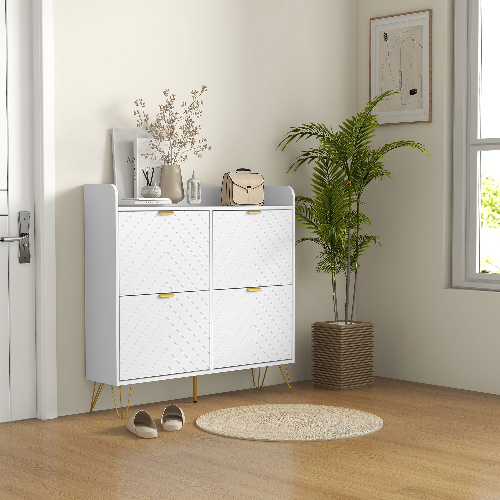 HOMCOM Schuhschrank 4 abklappbare, Schuhaufbewahrungsschrank, mit verstellb günstig online kaufen