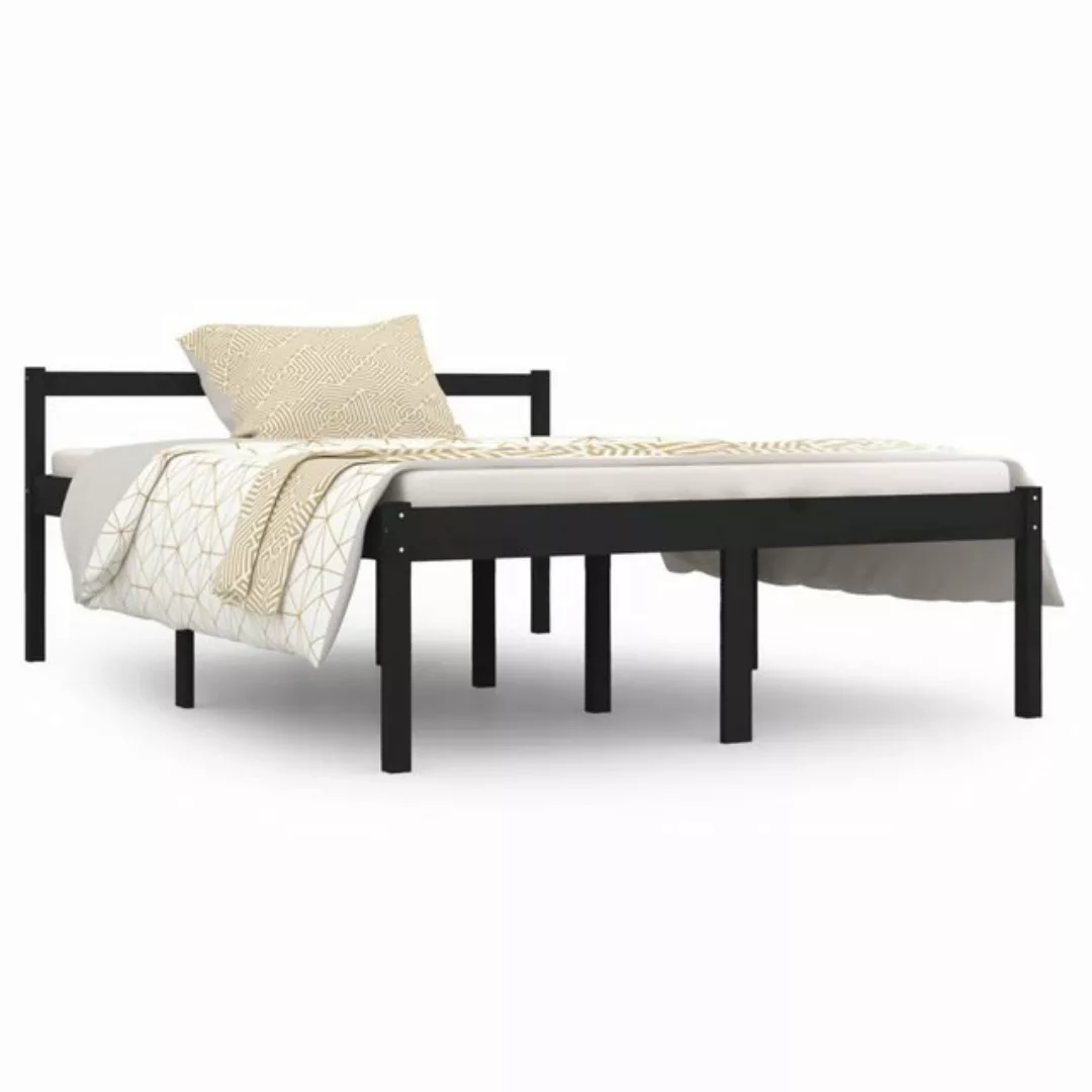 furnicato Bett Seniorenbett Schwarz 135x190 cm Massivholz Kiefer günstig online kaufen