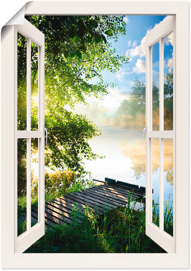Artland Wandbild »Fensterblick Angelsteg am Fluss«, Fensterblick, (1 St.), günstig online kaufen