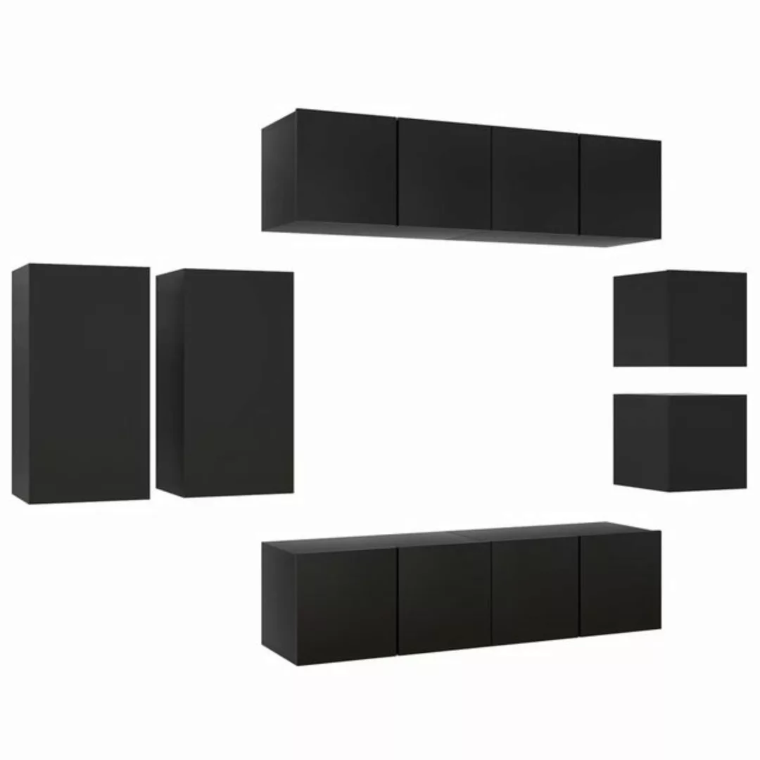 vidaXL TV-Schrank 8-tlg. TV-Schrank-Set Schwarz Holzwerkstoff (8-St) günstig online kaufen