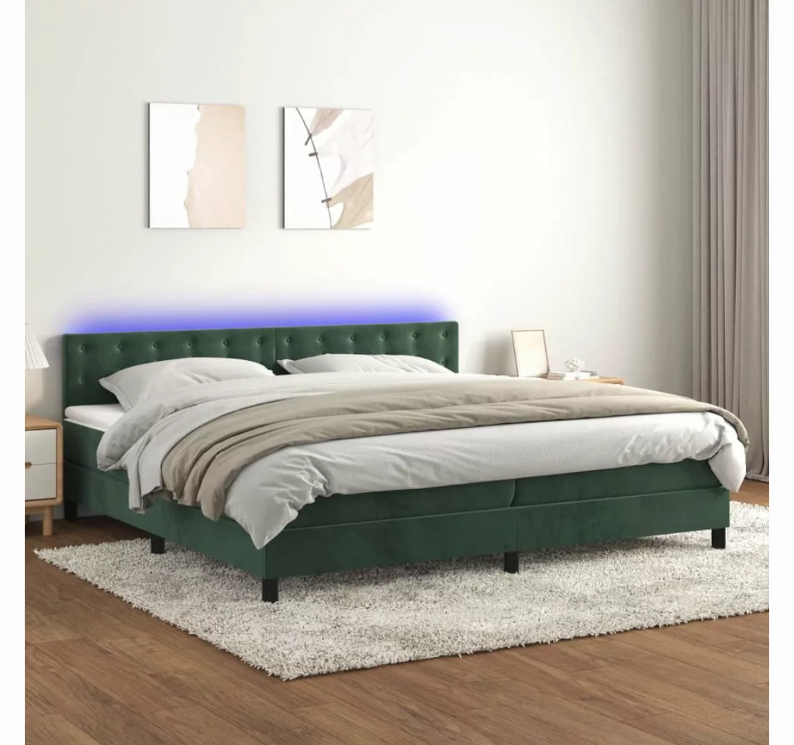 vidaXL Boxspringbett Bett Boxspringbett mit Matratze & LED Samt (200 x 200 günstig online kaufen