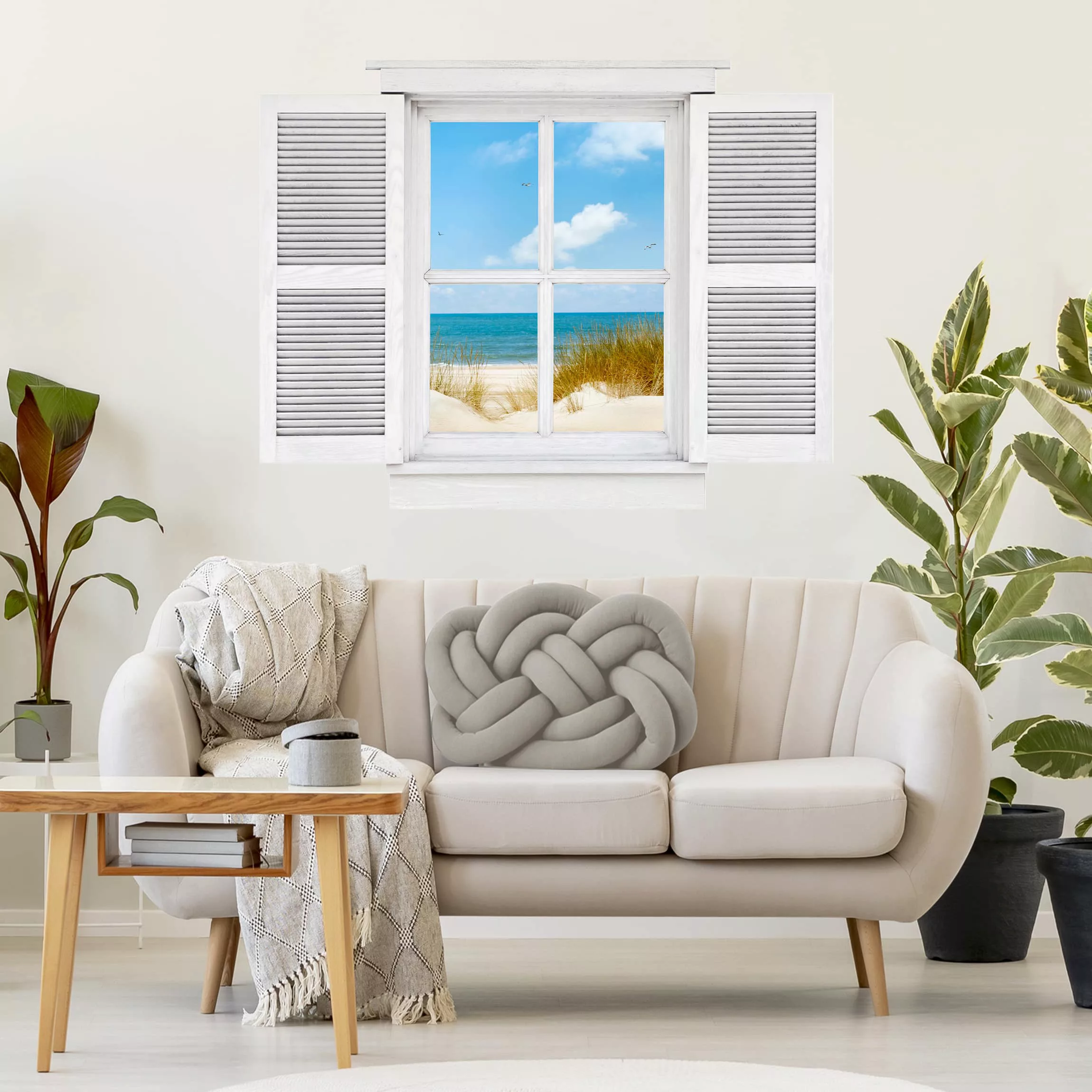 3D Wandtattoo Flügelfenster Strand an der Nordsee günstig online kaufen