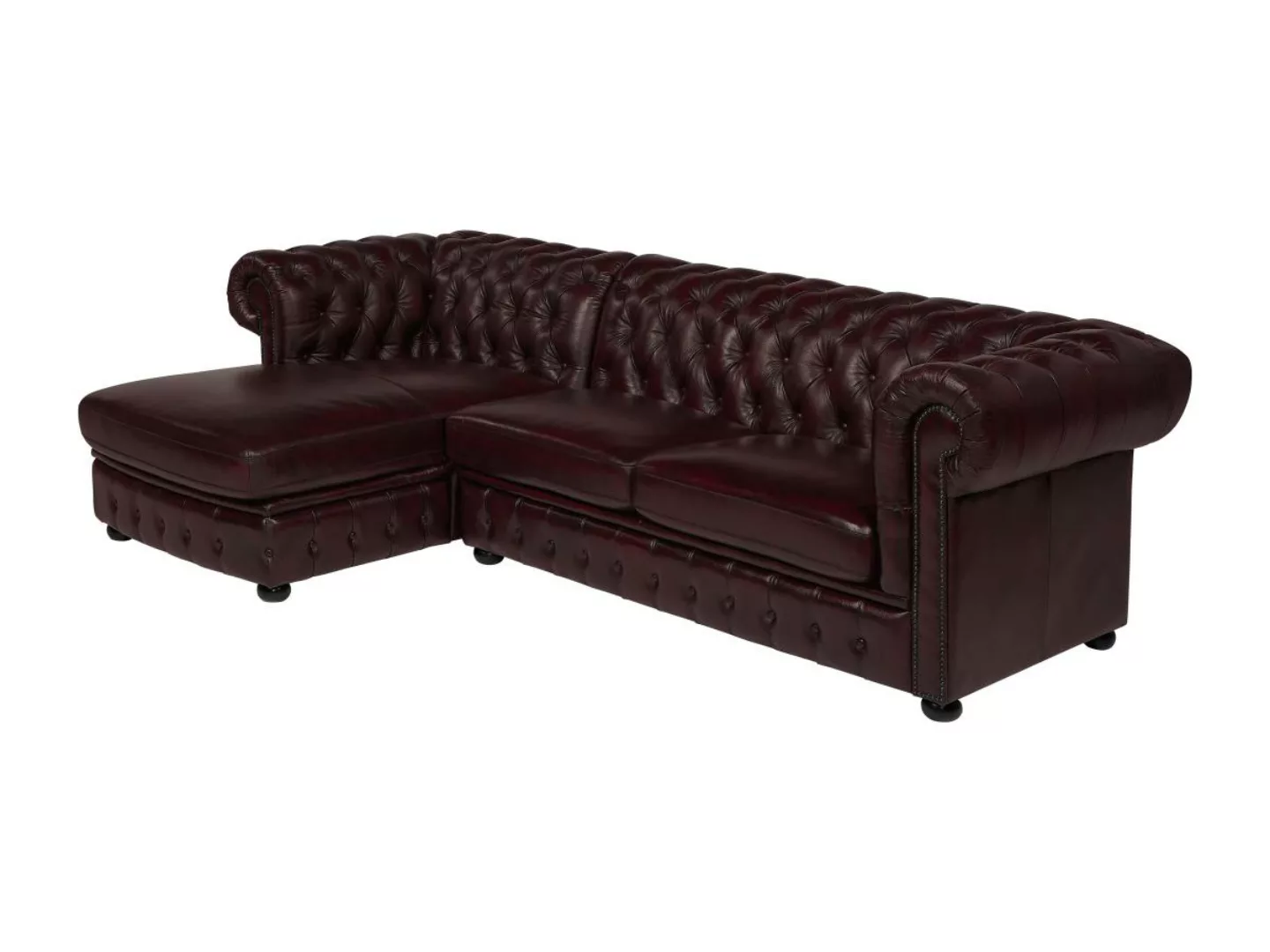 Chesterfield Ecksofa - Ecke Links - Büffelleder - Dunkelbraun - BRENTON günstig online kaufen