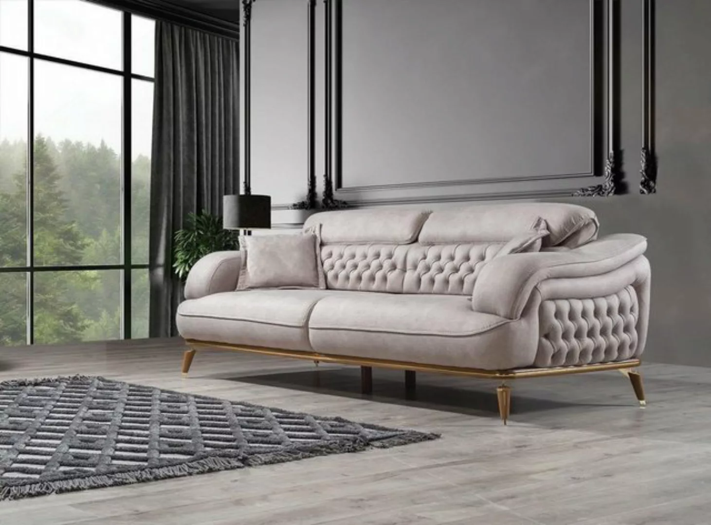 JVmoebel Sofa Dreisitzer Sofa 3 Sitzer Luxus Couchen Weiß Polster Designer günstig online kaufen