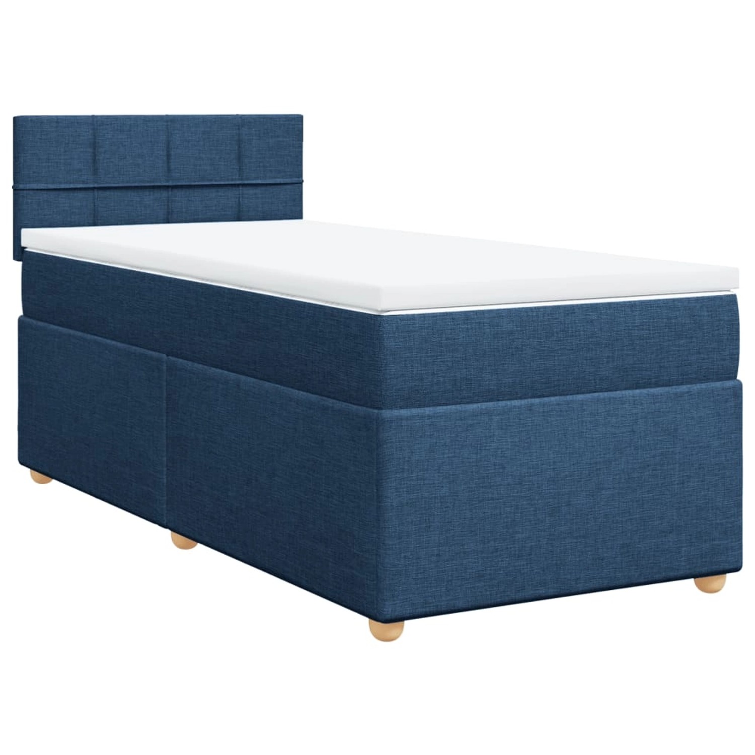 vidaXL Boxspringbett, Boxspringbett mit Matratze Blau 90x200 cm Stoff günstig online kaufen