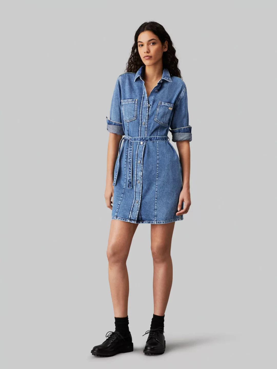 Calvin Klein Jeans Jeanskleid "BELTED SHIRT DRESS", mit Logopatch günstig online kaufen