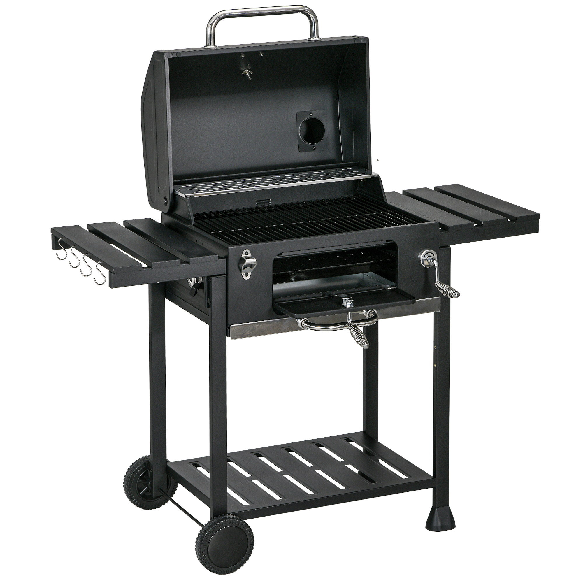 Outsunny Holzkohlegrill Campinggrill mit zwei Grillrosten, klappbaren Seite günstig online kaufen