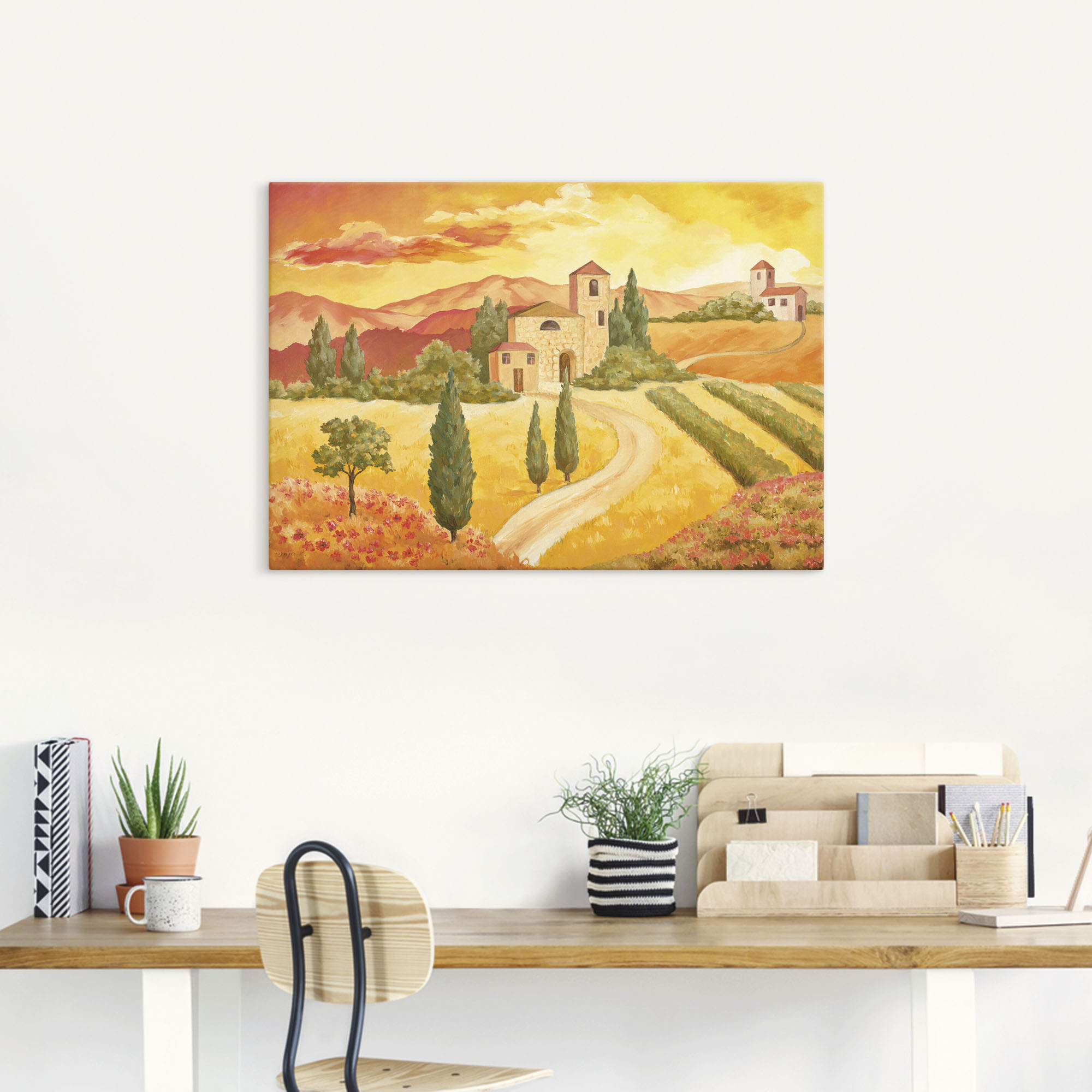 Artland Wandbild "Landschaft VII gelb", (1 St.), als Alubild, Outdoorbild, günstig online kaufen