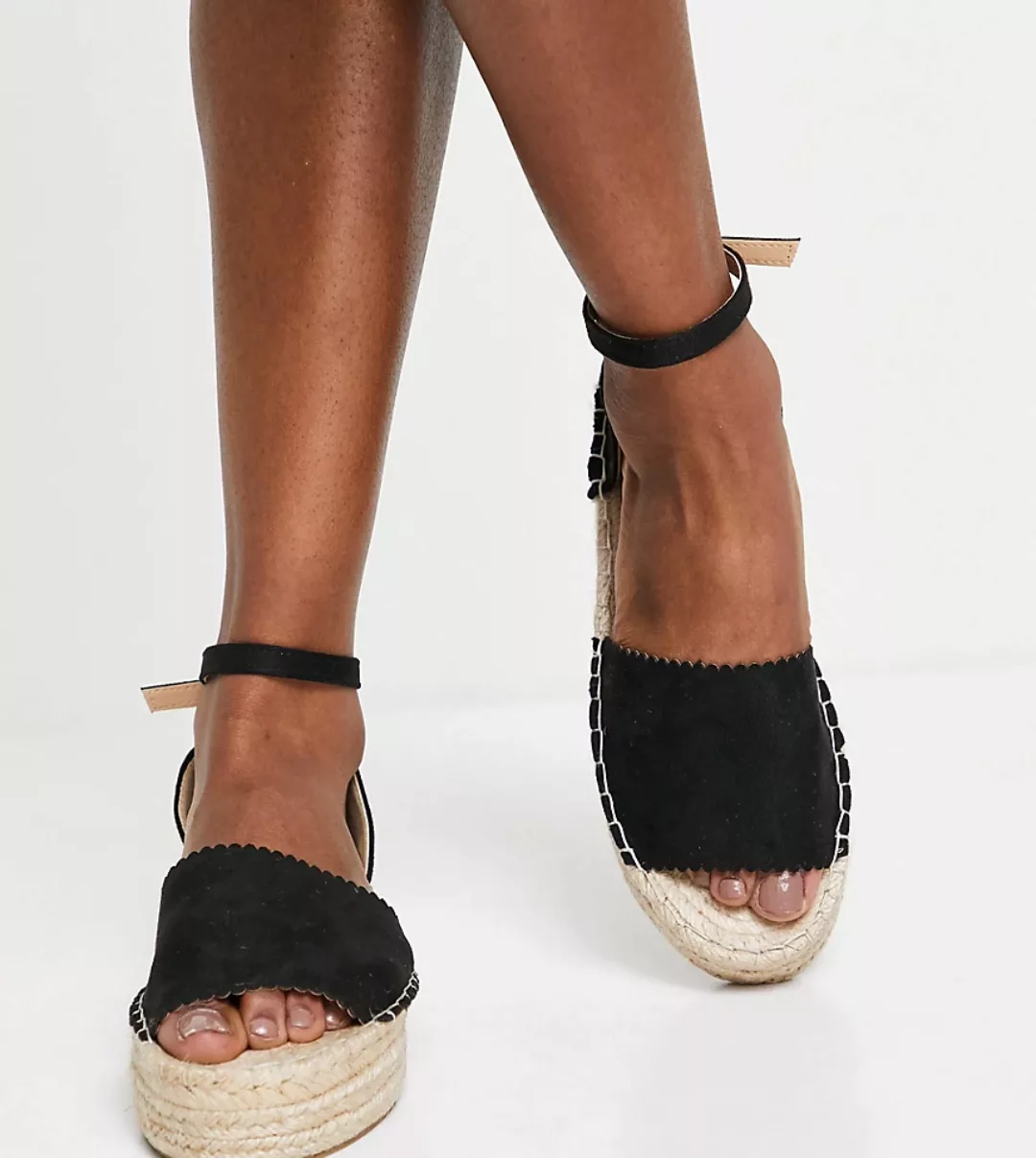 South Beach – Exclusive – Schwarze Flatform-Espadrilles günstig online kaufen