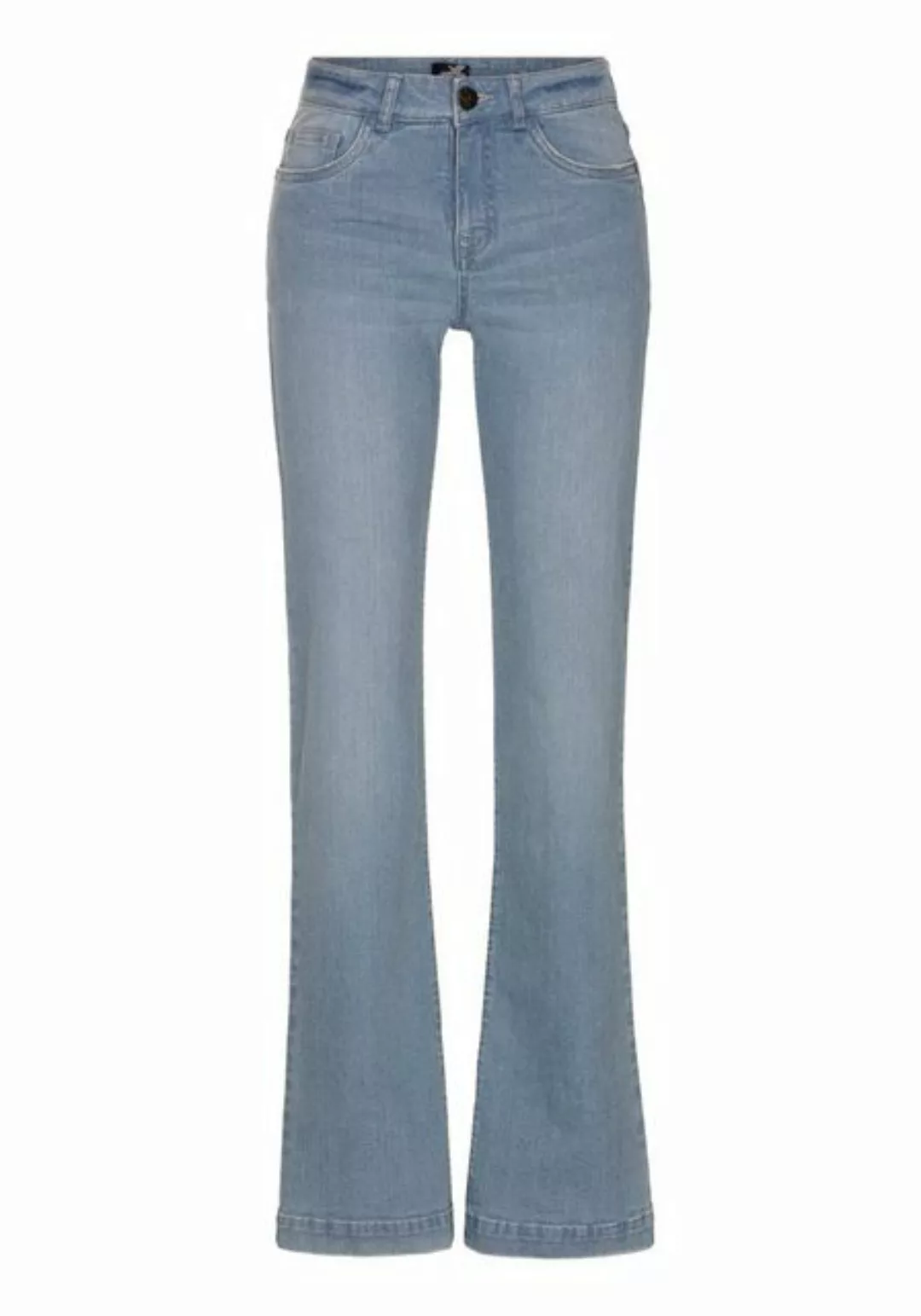 Arizona Gerade Jeans weite Beinform, Used-Look-Waschung, hohe Taille günstig online kaufen