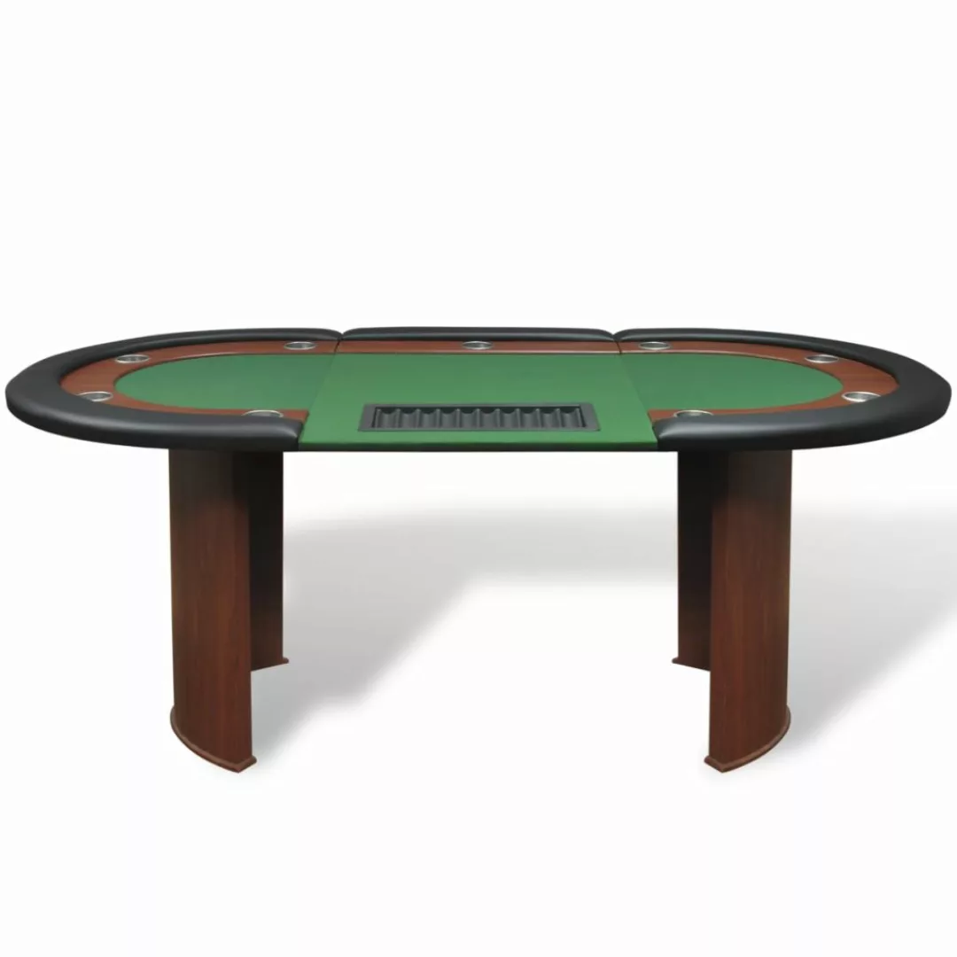 Pokertisch Für 10 Spieler Mit Dealerbereich Und Chipablage Grün günstig online kaufen