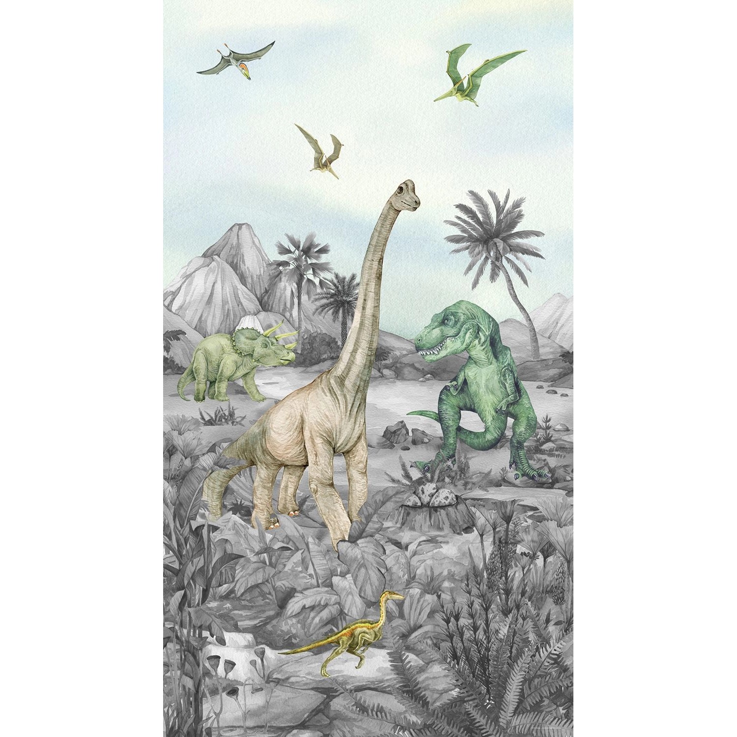 Sanders & Sanders Fototapete Dinosaurier Grün 1,5 x 2,7 m 601224 günstig online kaufen